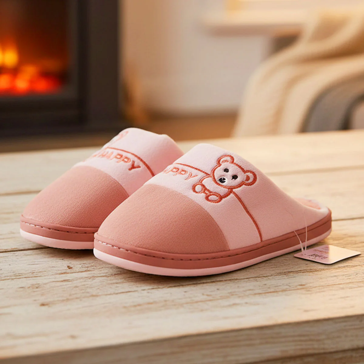 AM2431 Cute Bear Design Warm Slippers Men & Women Size-38, 39 Multicolour - Image 2