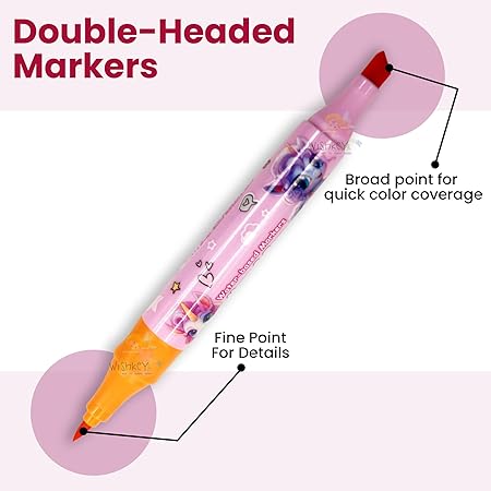 AM2451 Astro Marker Water Based Colour Markers Double Head Washable Markers HMC-9179 24Pcs Multicolour - Image 4