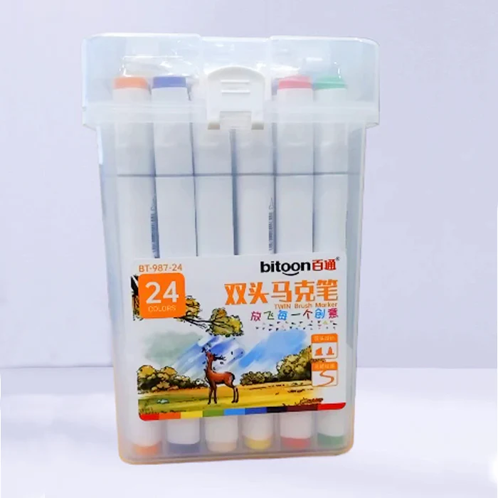 AM2463 Plastic Twin Head Sketch Marker - 24pcs (JCC-777-24) - Image 3