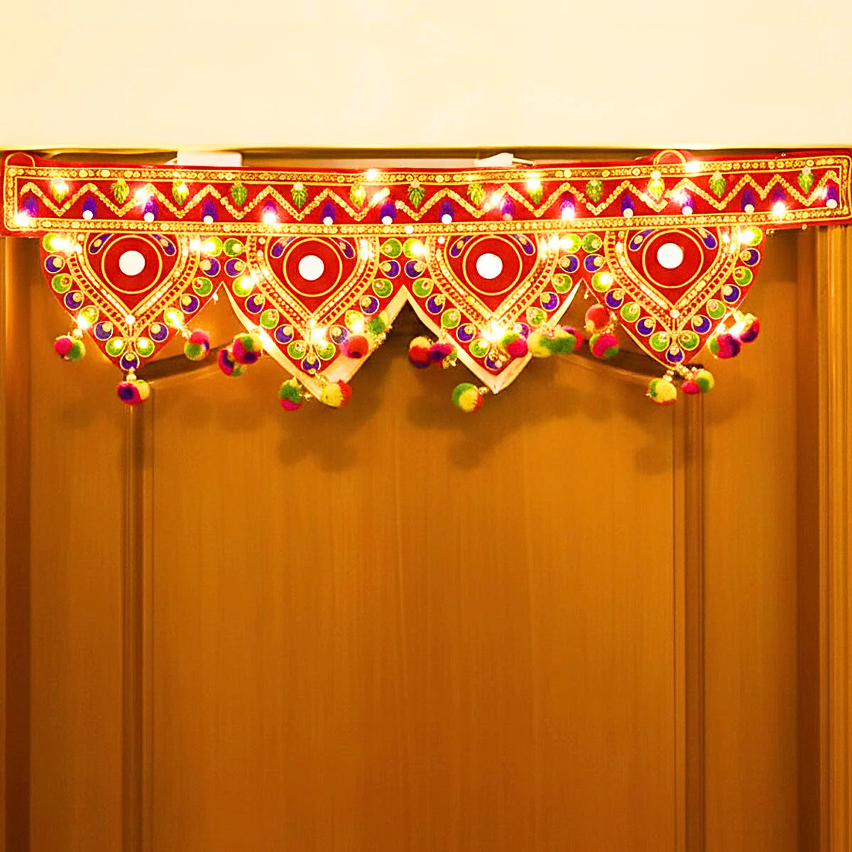 AM2509 Lighting Traditional Toran Art Bandarwal Toran 38Inch Wall Hanging Lights for Home Decoration for Diwali - Image 3
