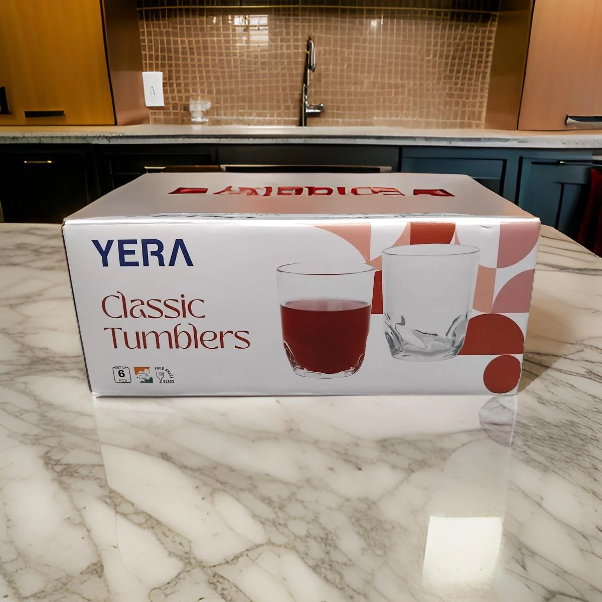 AM2511 Yera T8C Classic Tumbler Juice, Milk, Water Glass Set 225ml Pack of 6 Pieces - Image 2