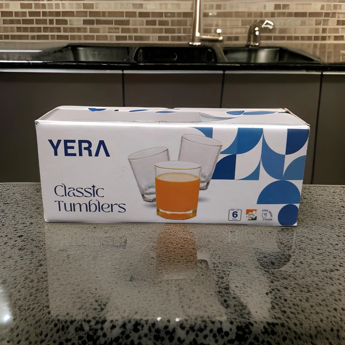 AM2512 Yera T9M Classic Tumbler Juice, Milk, Water Glass Set 215ml Pack of 6 Pieces - Image 2