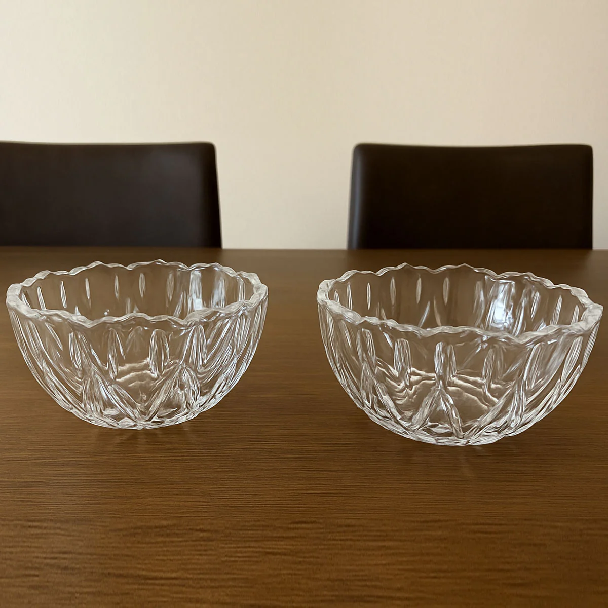 AM2513 Yera Glassware Iris IRB9 Glass Bowl Round Shape Moulded Design Snack Bowl 260ml Set of 2 Pieces