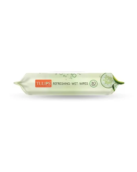 AM2528 Tulip Refreshing Cleaning Wet Wipes Cucumber Avocado Made With Plant Based Fibre 30 Wipes 1 Pack - Image 6