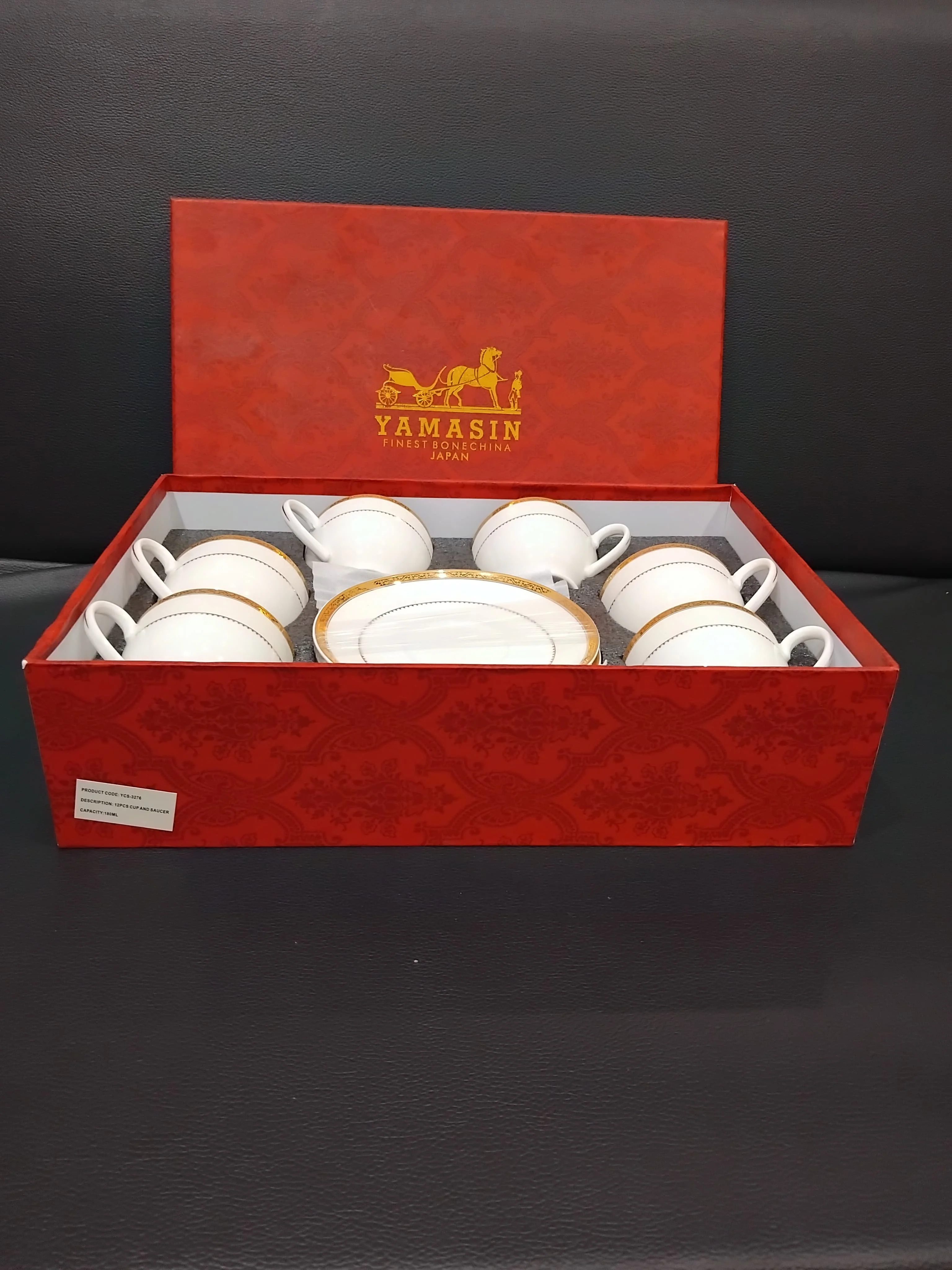AM2554 YCS3276 Premium Gold Collection Cup & Saucer 180ml ( Set Of 6 Pcs)