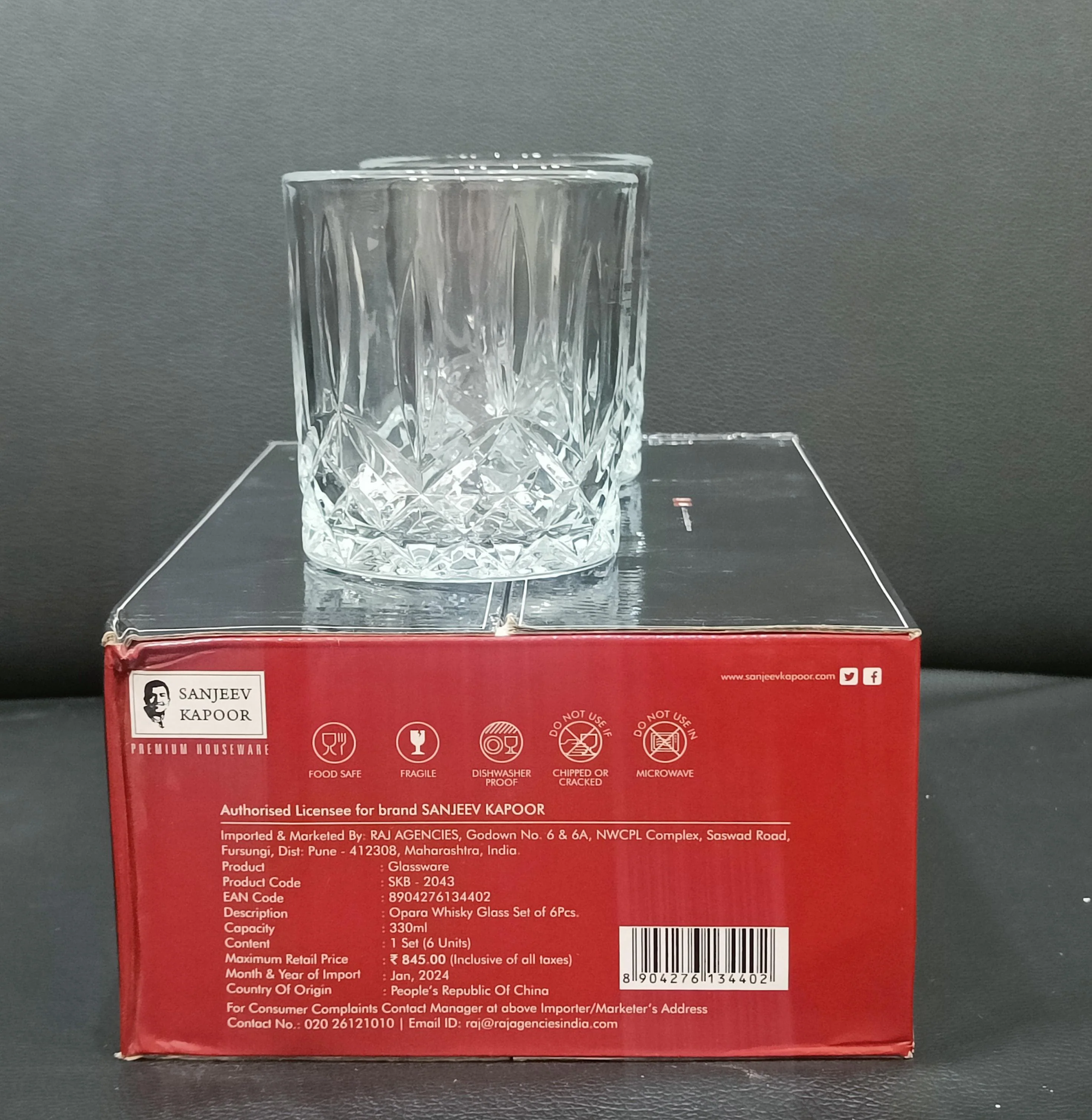 AM2585 Sanjeev Kapoor Opara SKB-2043 Glass Set Whisky Glass 330 ml, Glass, Clear (Pack of 6) - Image 3