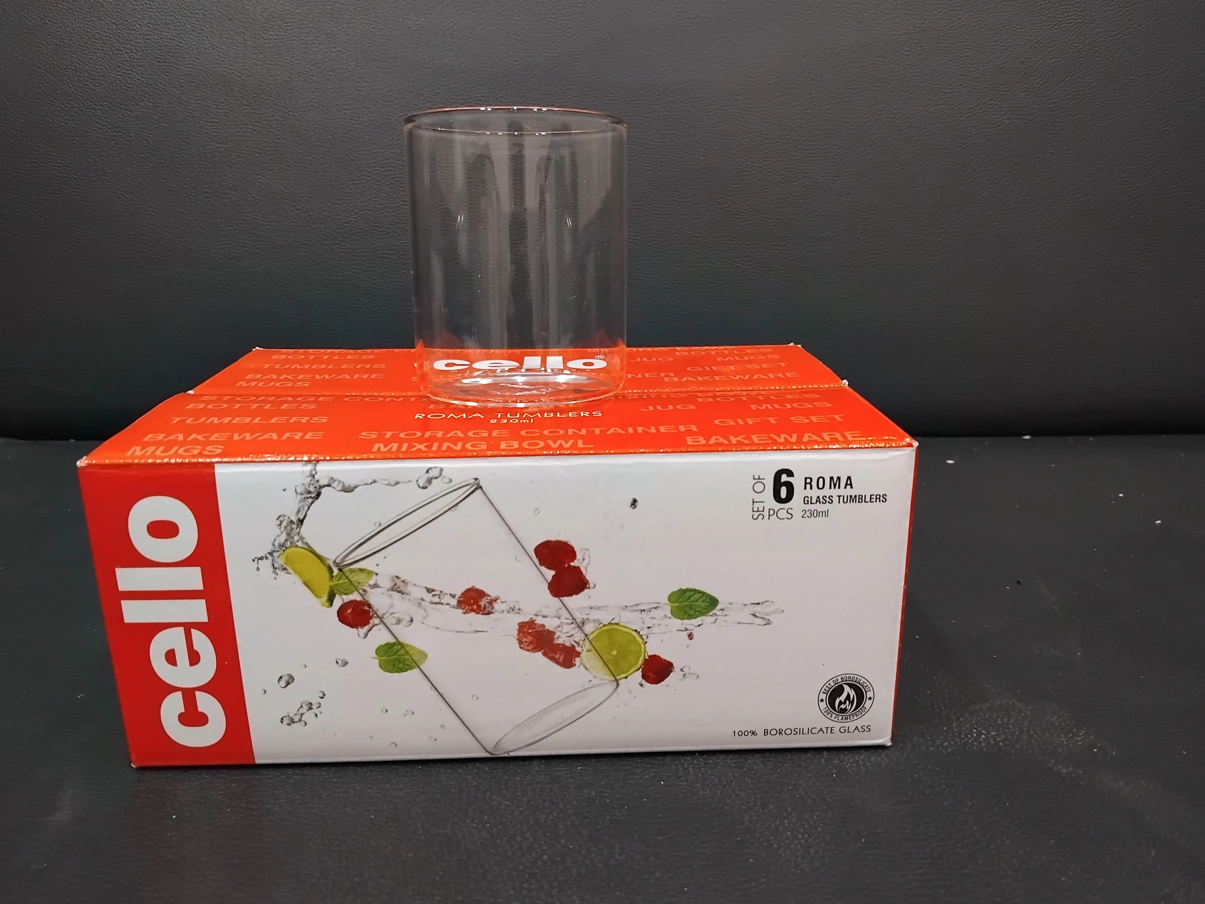 AM2591 CELLO Roma Borosilicate Glass Tumblers, Set of 6, 230ml Each, Clear - Image 3