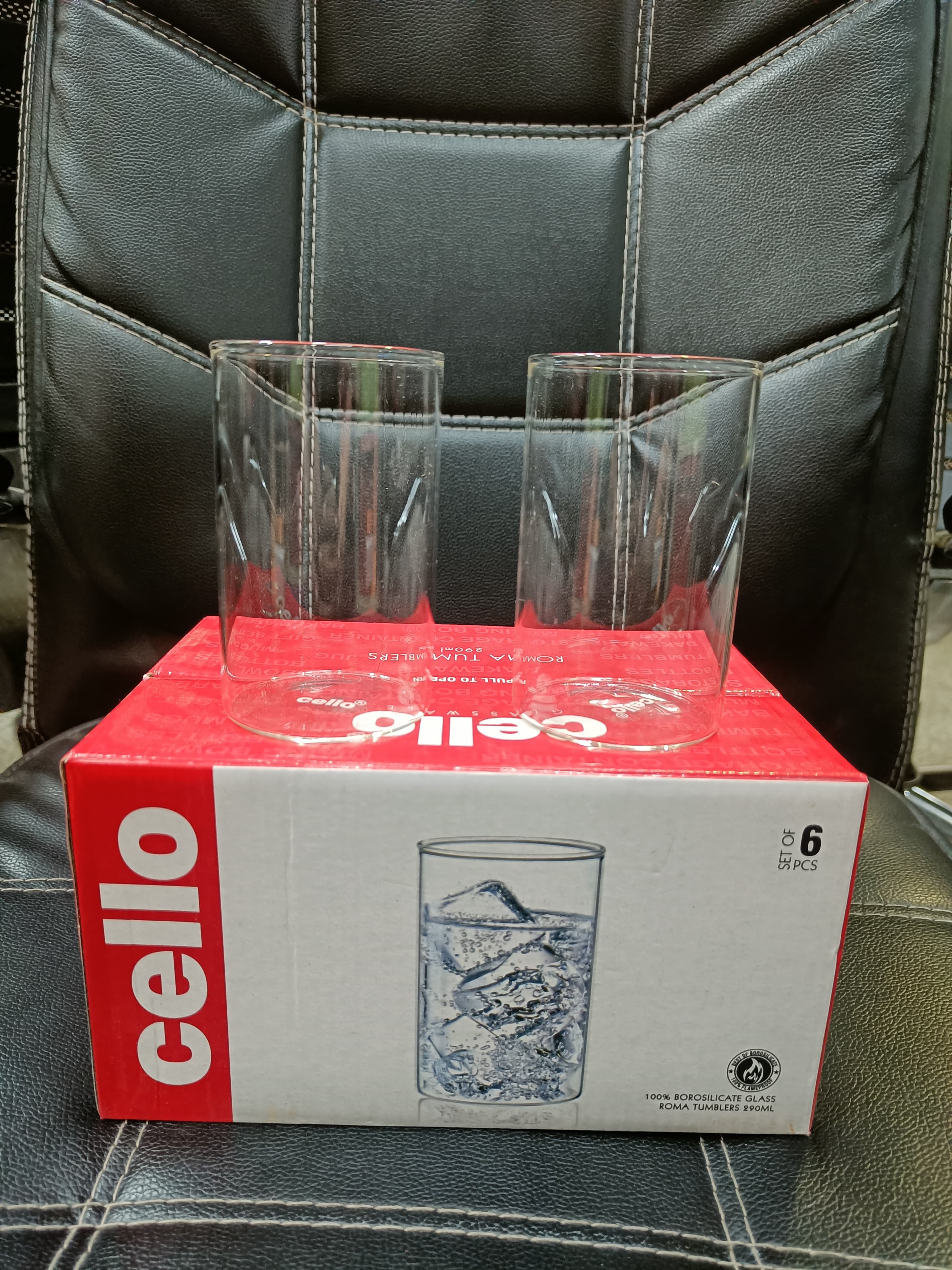 AM2592 CELLO Roma Borosilicate Glass Tumblers, Set of 6, 290ml Each, Clear - Image 7