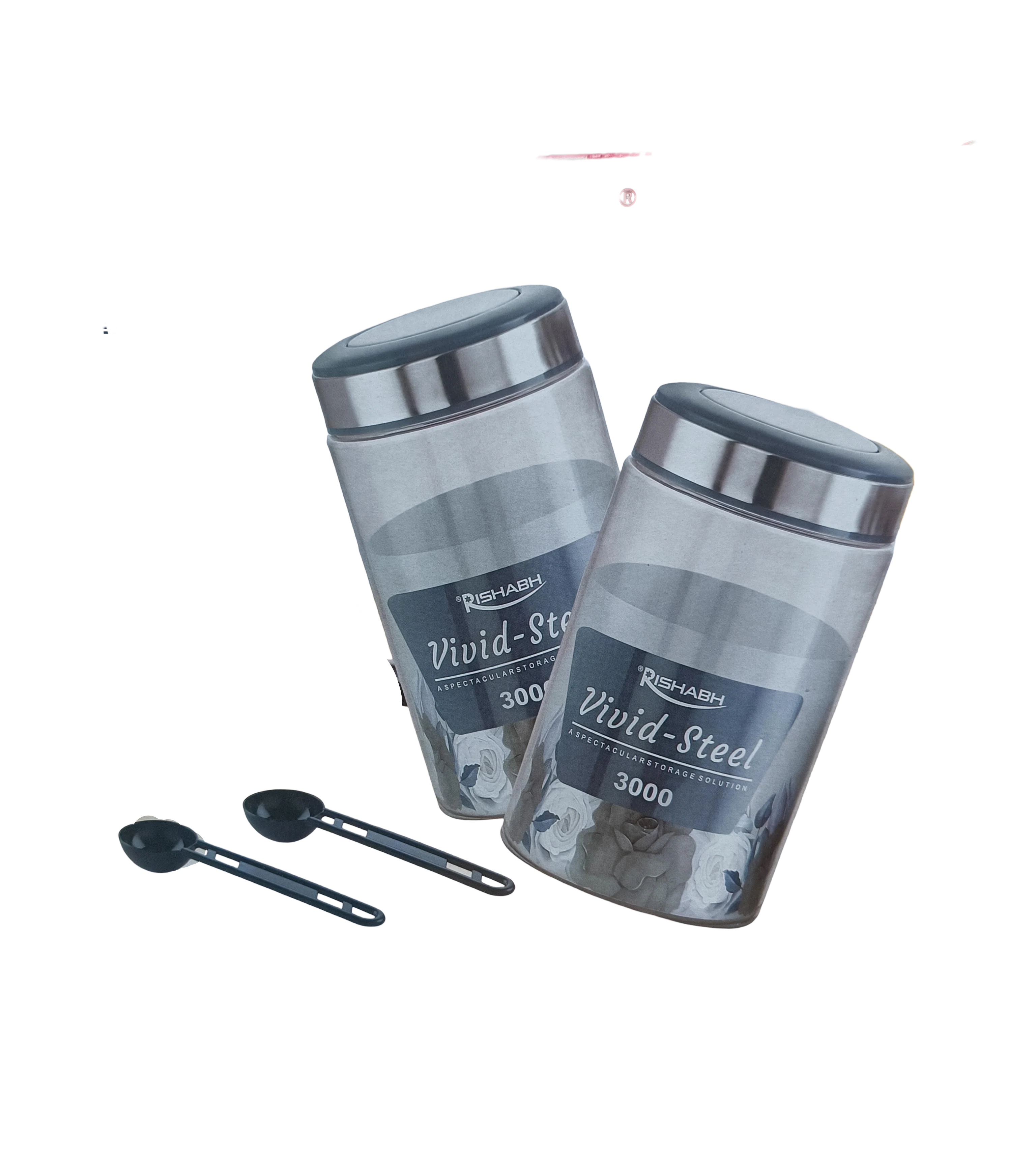 AM2637 Rishabh vivid steel 3000 Container 2 Pcs Set with spoon - Image 3
