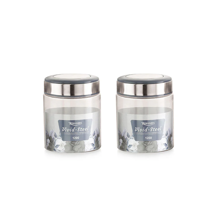 AM2633 Rishabh vivid steel 1200 Container 2 Pcs Set with spoon - Image 3