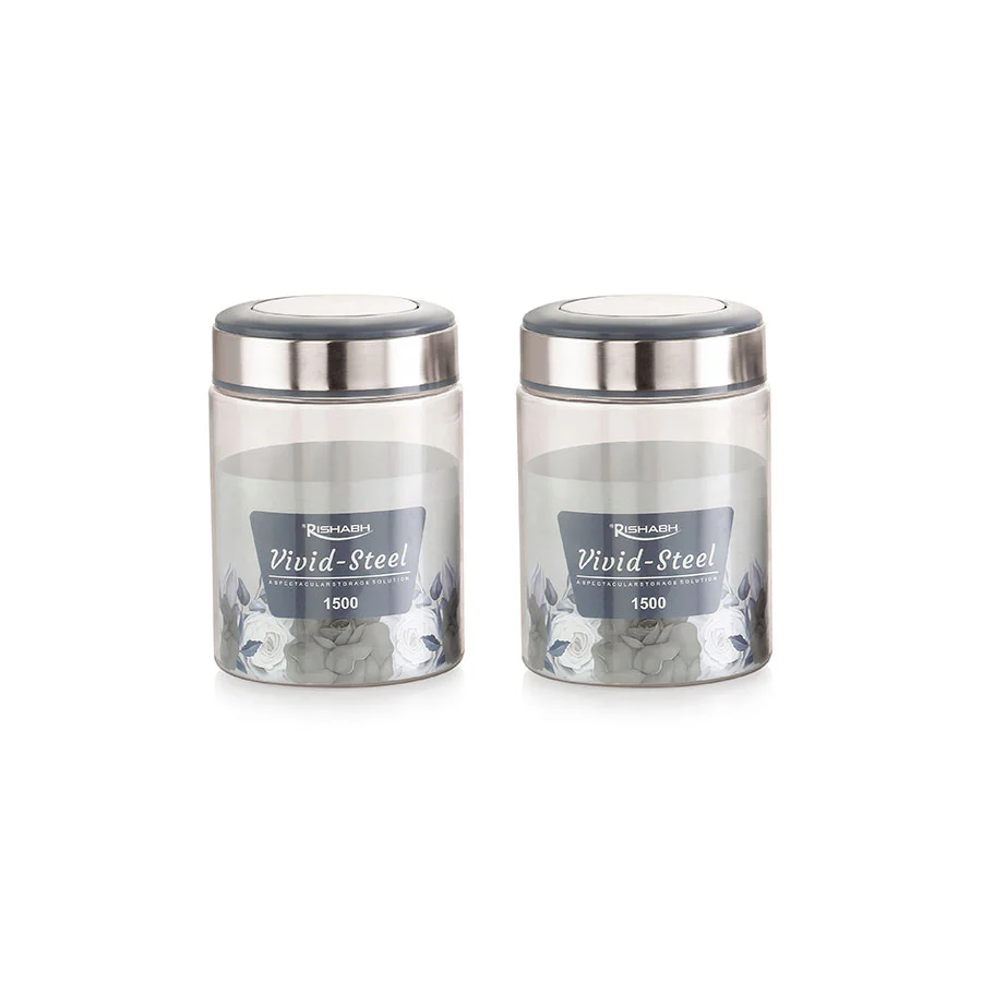 AM2634 Rishabh vivid steel 1500 Container 2 Pcs Set with spoon - Image 4