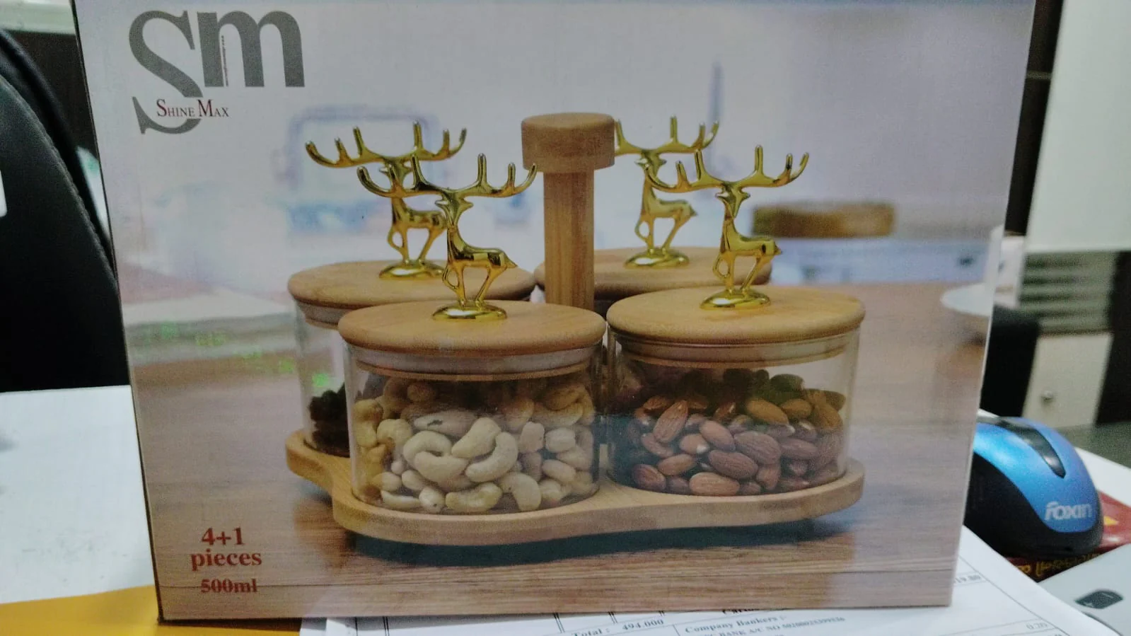 AM2650 Glass Jar Set with Tray rotating, For Dry Fruits Storage 4pcs - Image 3