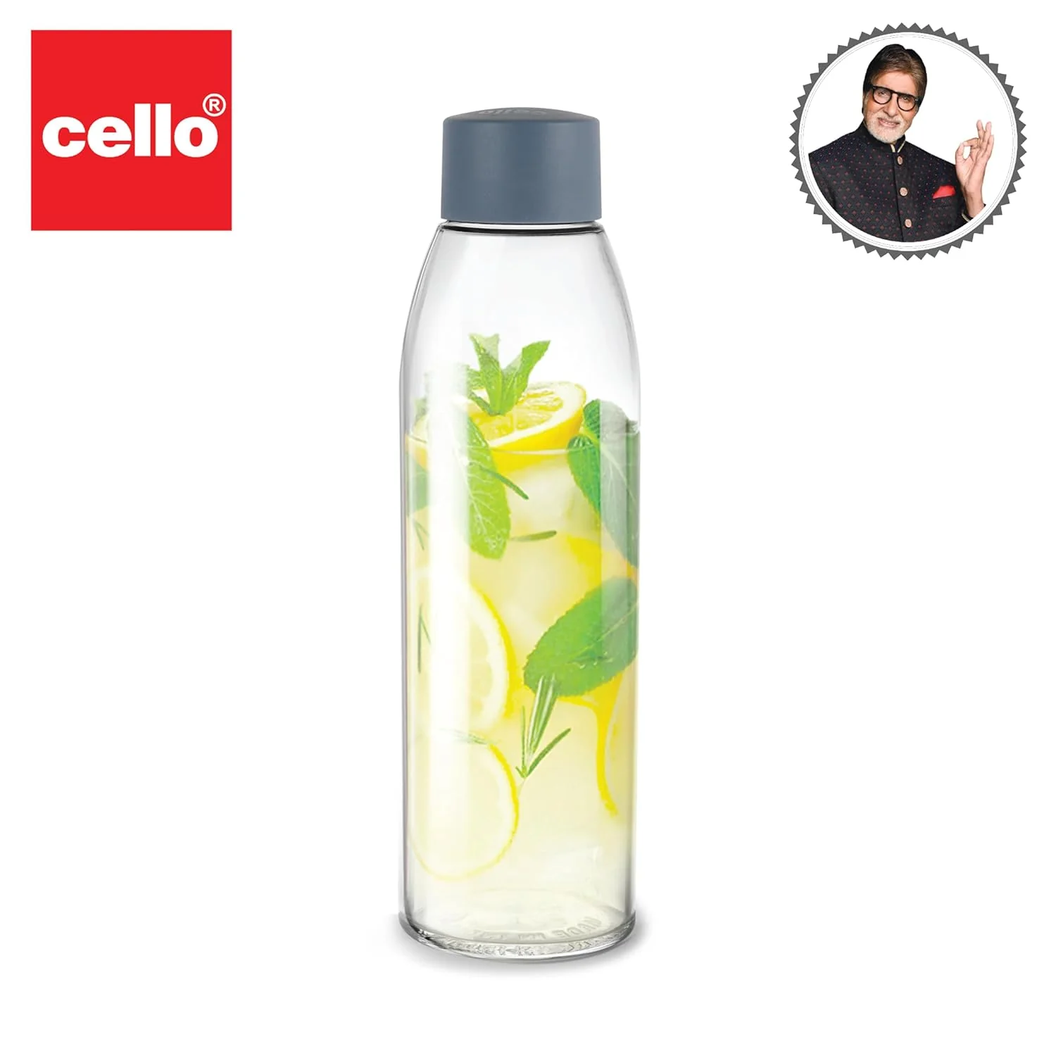 AM2665 CELLO Hydra 900 Glass Fridge Water Bottle with Plastic Cap - Image 7