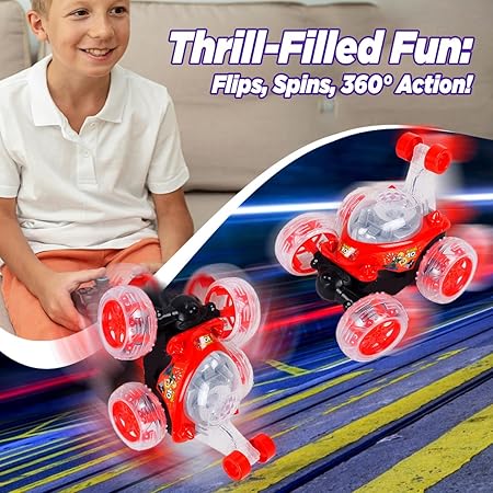 AM2669 Stunt Car BT-0120 Stunt Rolling Rechargeable Car Lights & Sound 360 Degree Multicolour - Image 3