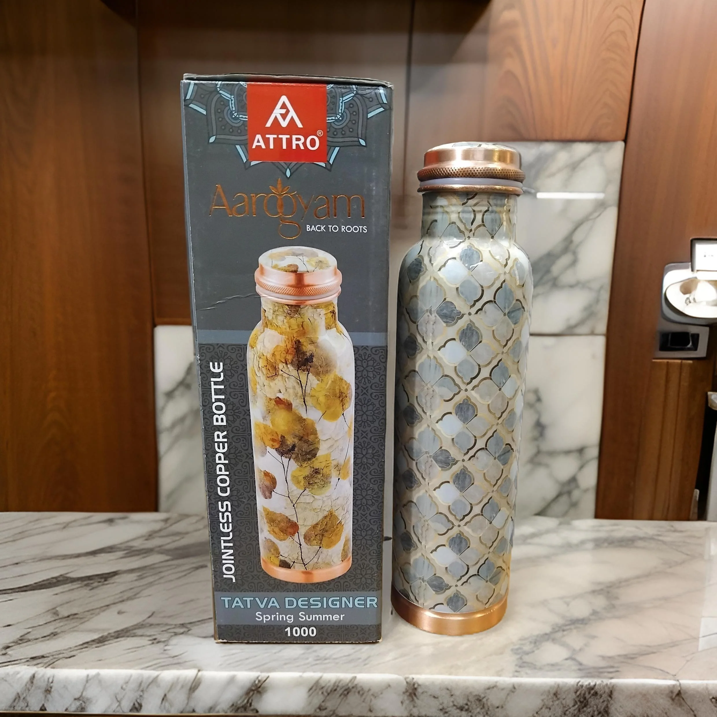 AM2674 Attro Aarogyam Tatva Copper Bottle Daimond ACB145 1000ml Pack Of 1 Pcs - Image 5