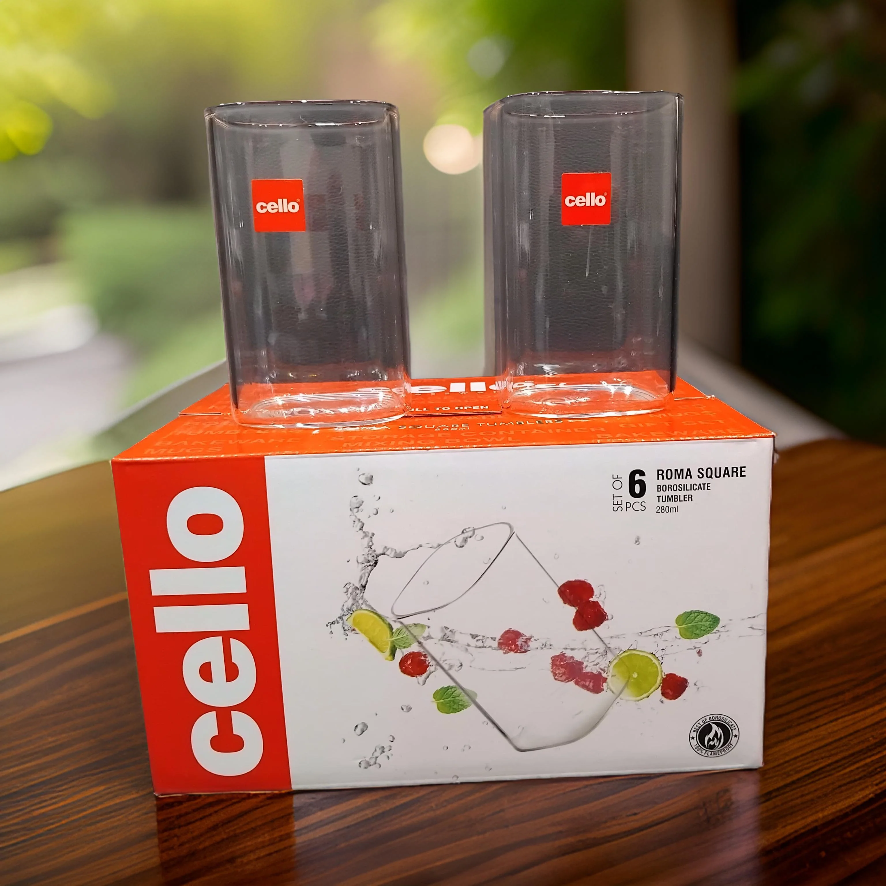 AM2697 CELLO Roma Square Tumbler glass 280ml Set of 6pcs - Image 3
