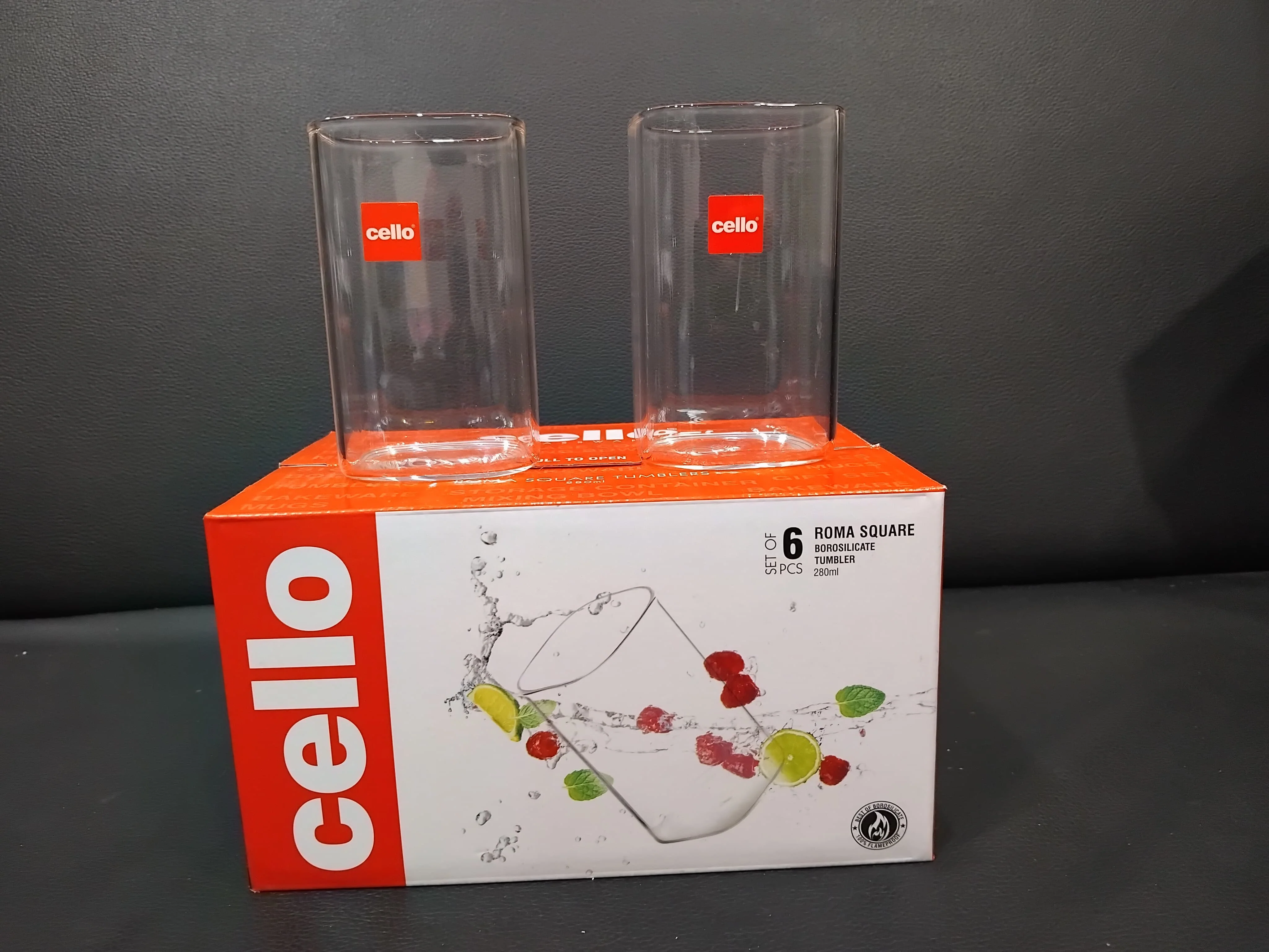 AM2697 CELLO Roma Square Tumbler glass 280ml Set of 6pcs - Image 5