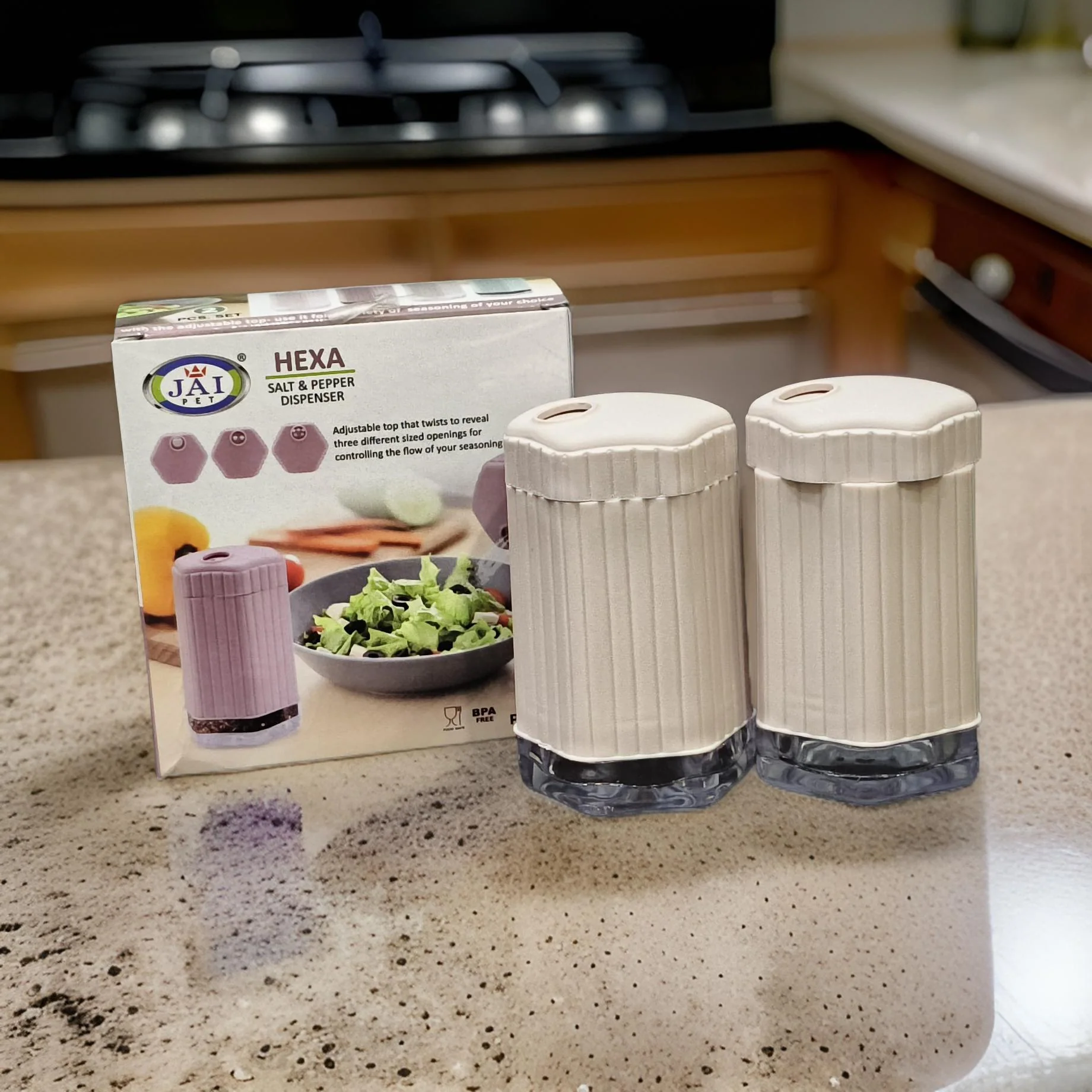 AM2725 Hexa Salt & Pepper dispenser Set (2 Piece)