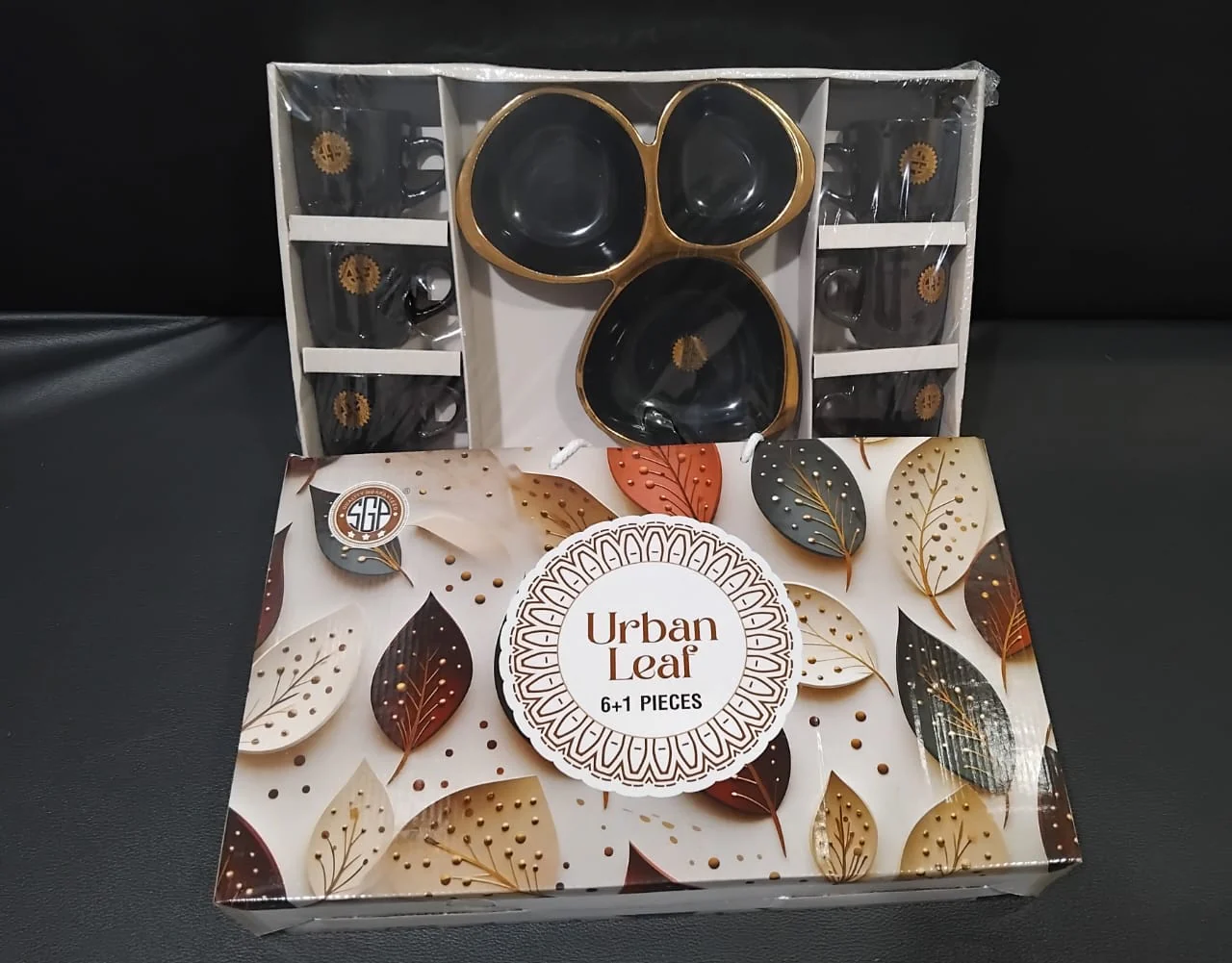 AM2772 Urban Leaf 6+1 Pieces Plastic Bowl & Ceramic Cup - Image 3