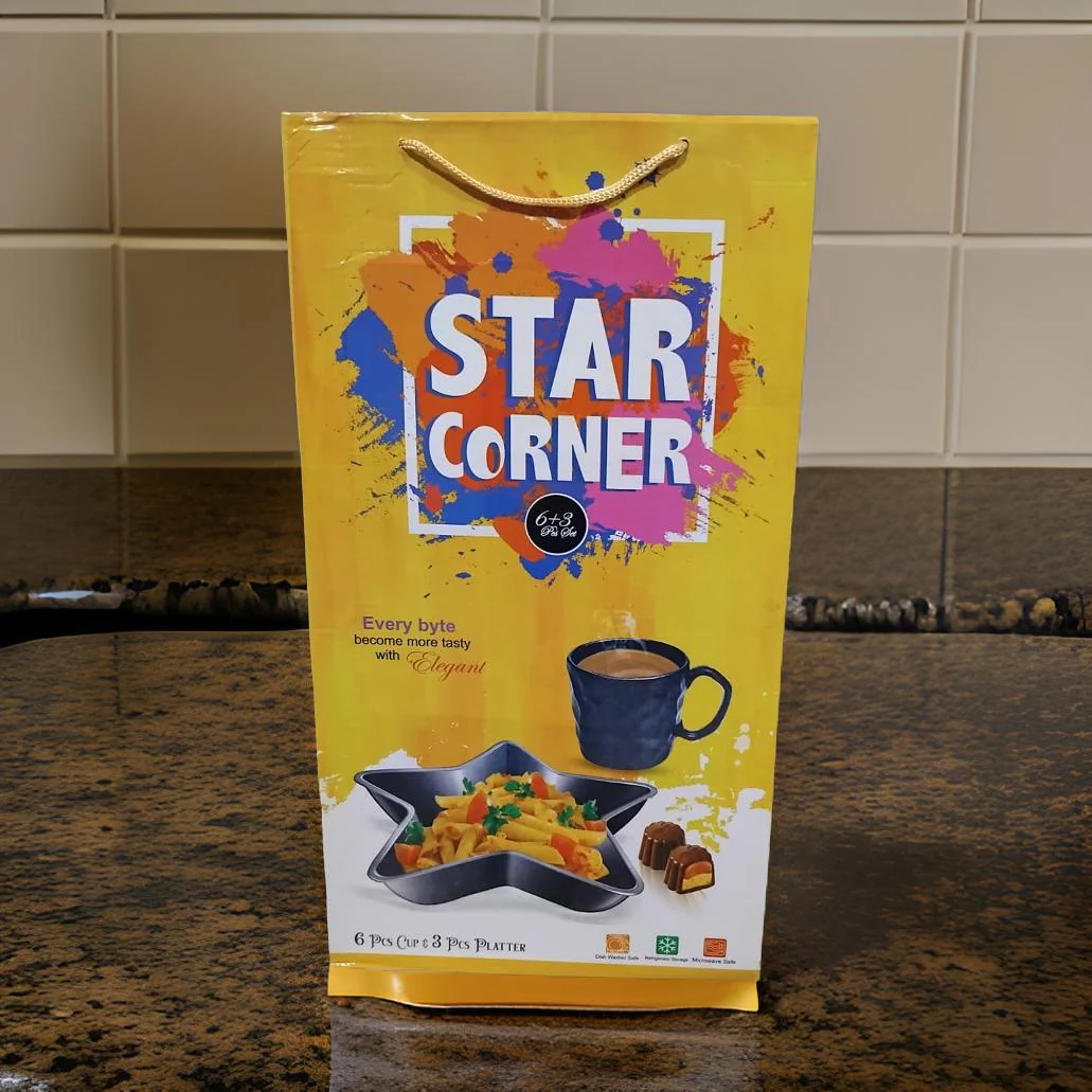 AM2773 Star Corner 6 Pieces Cup & 3 Pieces Plastic Star Platter