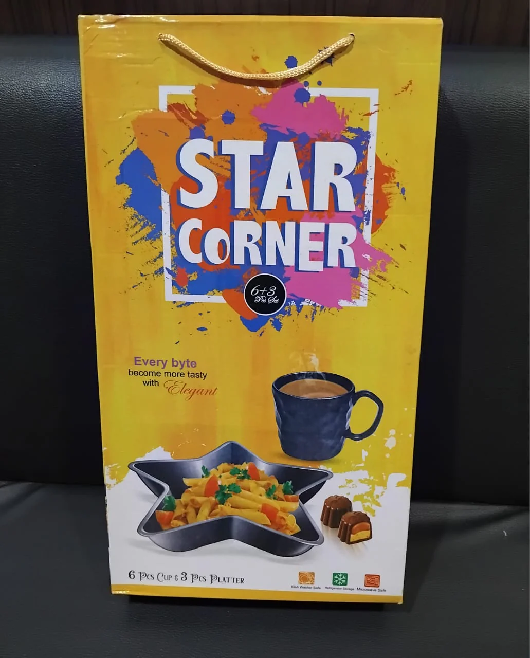 AM2773 Star Corner 6 Pieces Cup & 3 Pieces Plastic Star Platter - Image 4