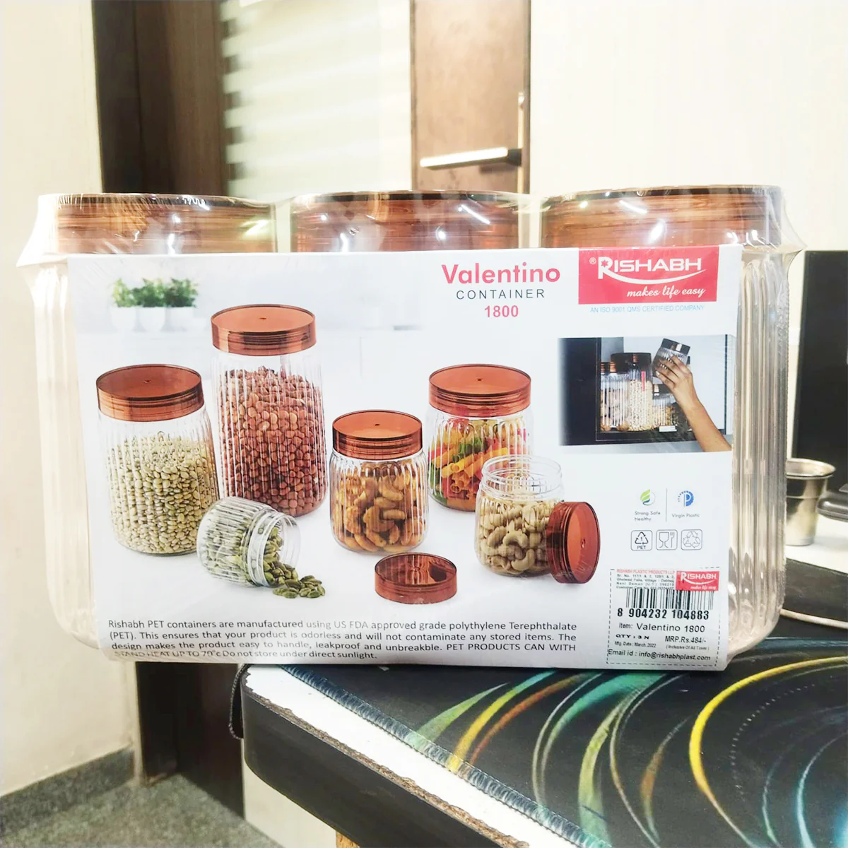 AM2782 Rishabh valentino 1800ml Pet Kitchen Storage Signature PET Container 1800ML (3PC SET) - Image 4