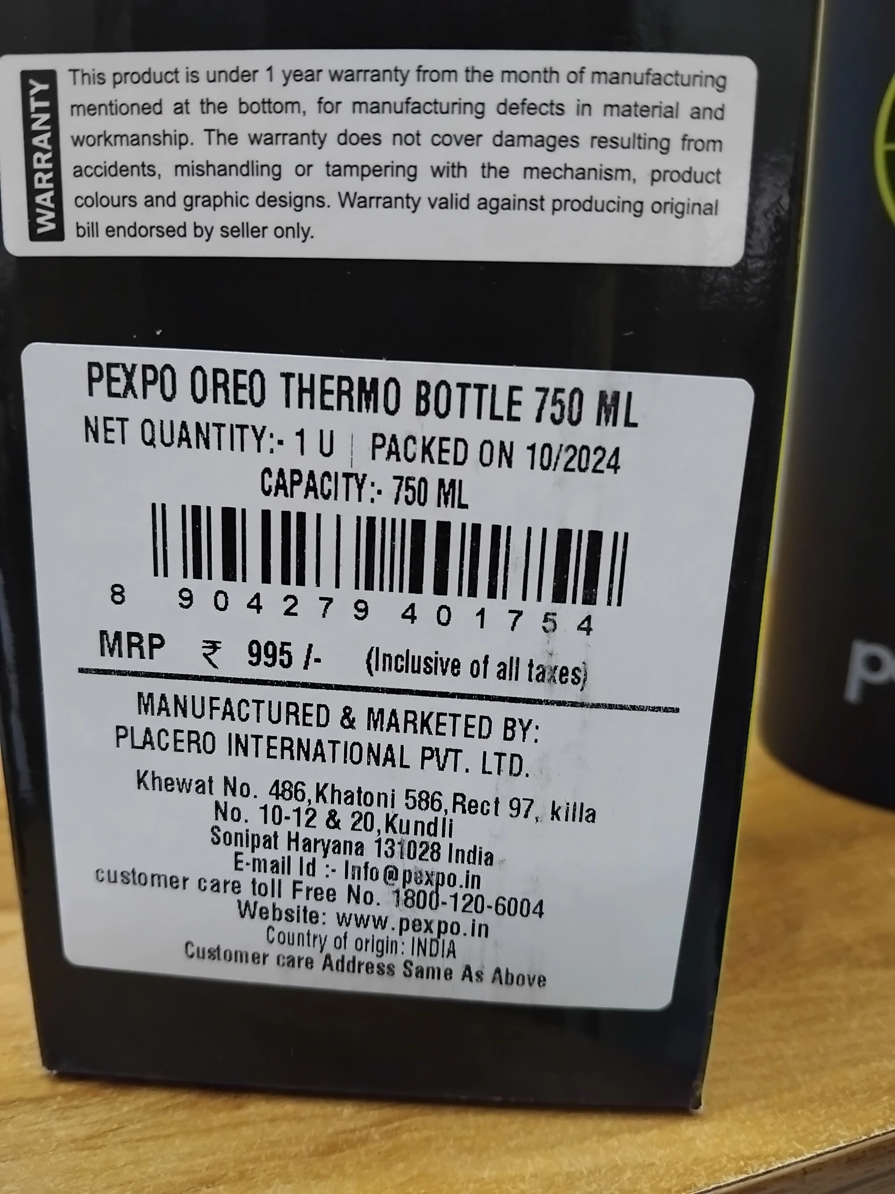 AM2787 Pexpo Oreo Thermo SS Water Bottle Vaccum Insulated 750ml - Image 10