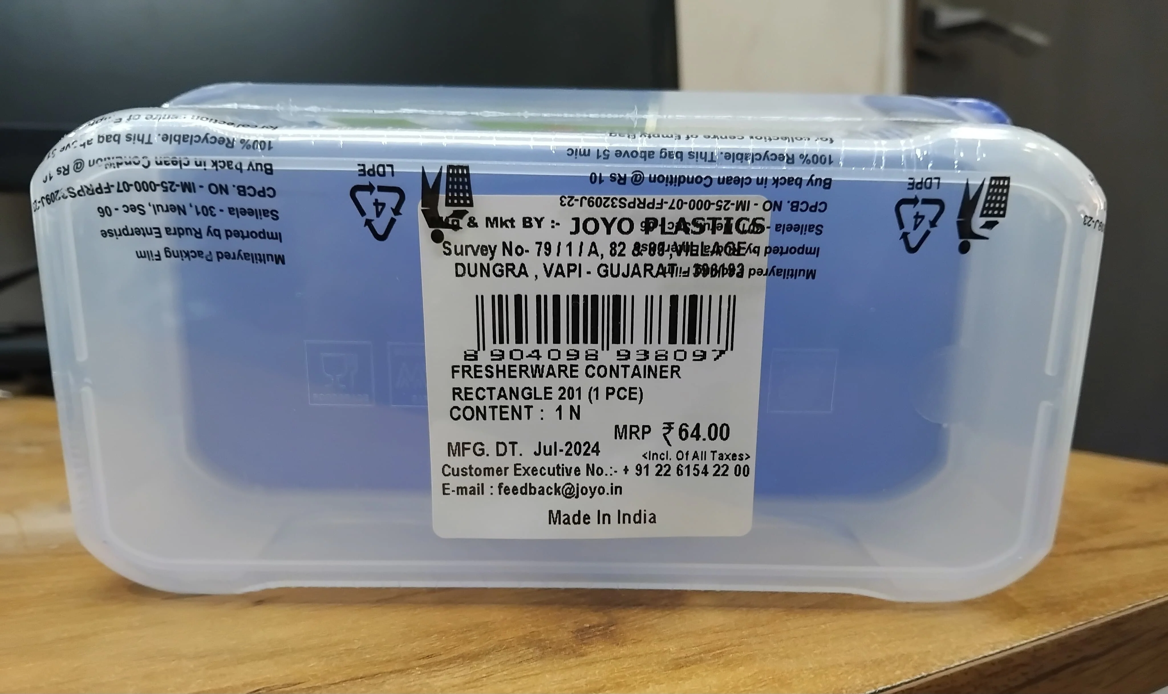 AM2827 Joyo Fresherware Airtight & Microwave Safe Rectangle Container ( 201 ) Set of 1 Pcs - Image 7