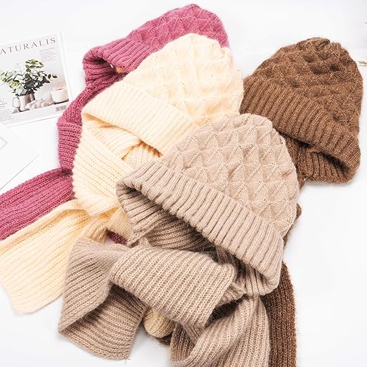 AM2868 Winter Hat Cap Plain Integrated Ear Protection Windproof Cap Scarf - Image 3