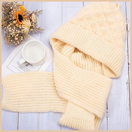 AM2868 Winter Hat Cap Plain Integrated Ear Protection Windproof Cap Scarf - Image 5