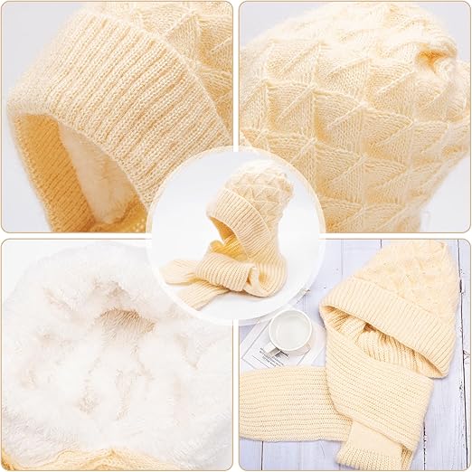 AM2868 Winter Hat Cap Plain Integrated Ear Protection Windproof Cap Scarf - Image 7