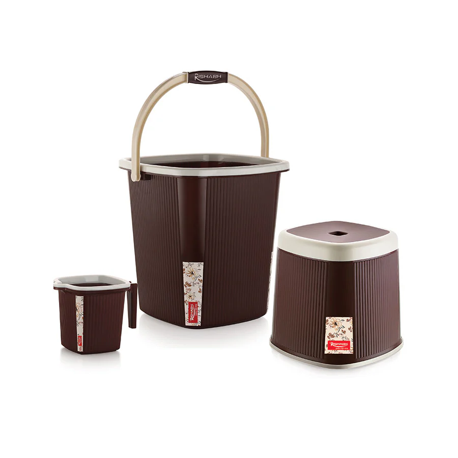 AM2654 Rishabh Superline Small Superline Mug 1Ltr, Superline Bucket 20Ltr, Superline Stool Big Bathroom Set of 3Pcs Multicolour - Image 4