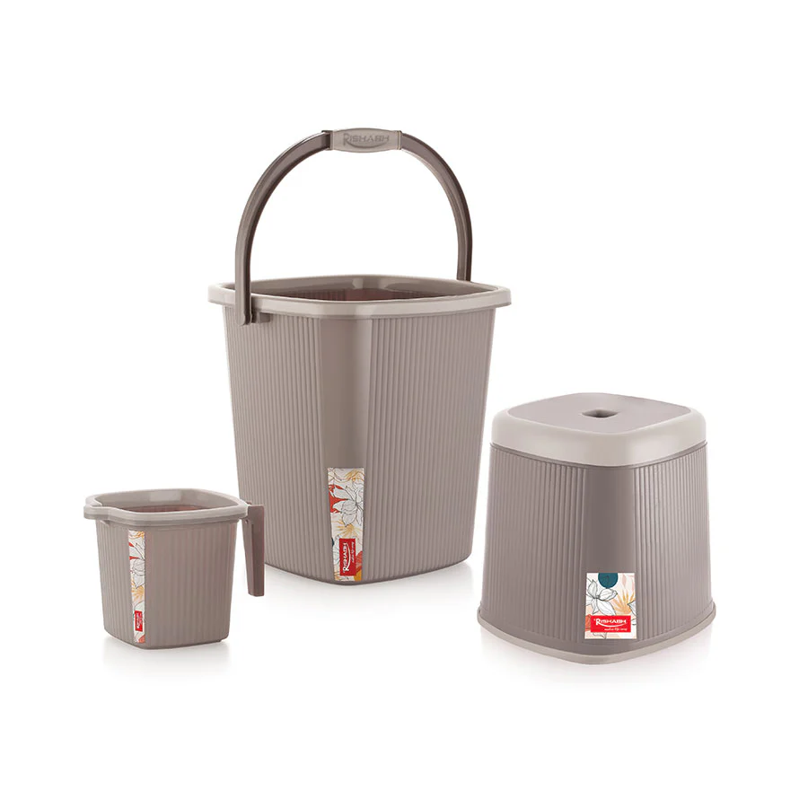 AM2654 Rishabh Superline Small Superline Mug 1Ltr, Superline Bucket 20Ltr, Superline Stool Big Bathroom Set of 3Pcs Multicolour - Image 5
