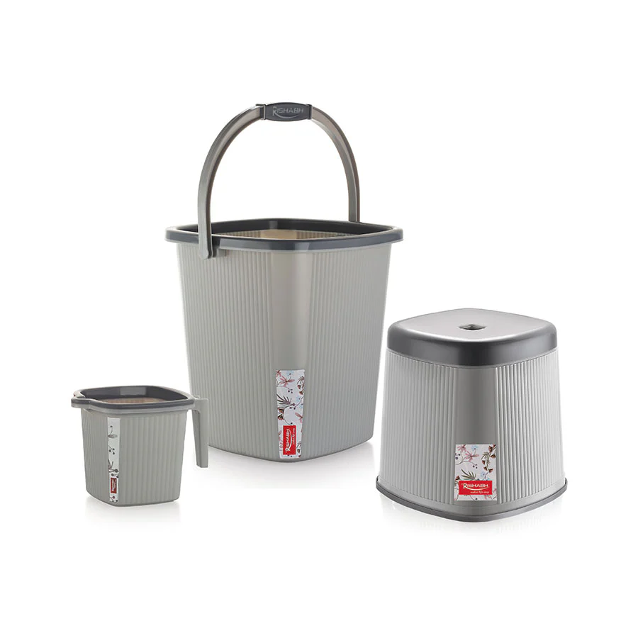 AM2654 Rishabh Superline Small Superline Mug 1Ltr, Superline Bucket 20Ltr, Superline Stool Big Bathroom Set of 3Pcs Multicolour - Image 7