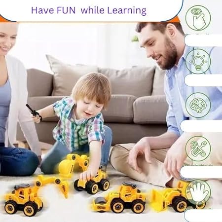 AM2924 Truck Set MD-5508B Construction Vehicle Toy Set with Screwdriver Excavator Truck Pack Of 4 - Image 3
