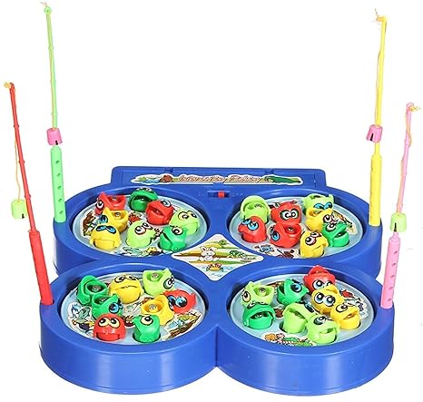 AM2926 Fishing Game LMI-9923 for Kids with Sound Include 32 Pieces Fishes and 4 Fishing Rod Fish Catching Game Multicolour - Image 2