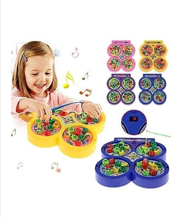 AM2926 Fishing Game LMI-9923 for Kids with Sound Include 32 Pieces Fishes and 4 Fishing Rod Fish Catching Game Multicolour - Image 5