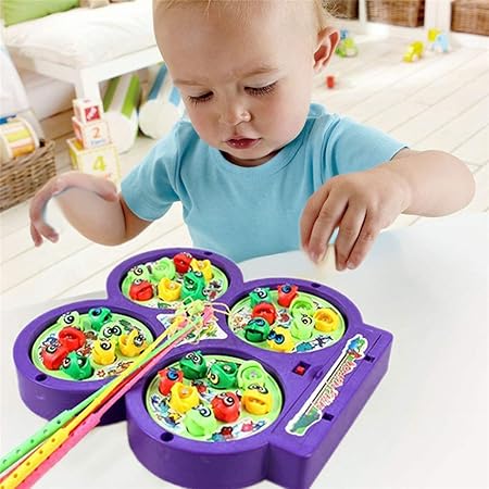 AM2926 Fishing Game LMI-9923 for Kids with Sound Include 32 Pieces Fishes and 4 Fishing Rod Fish Catching Game Multicolour - Image 6