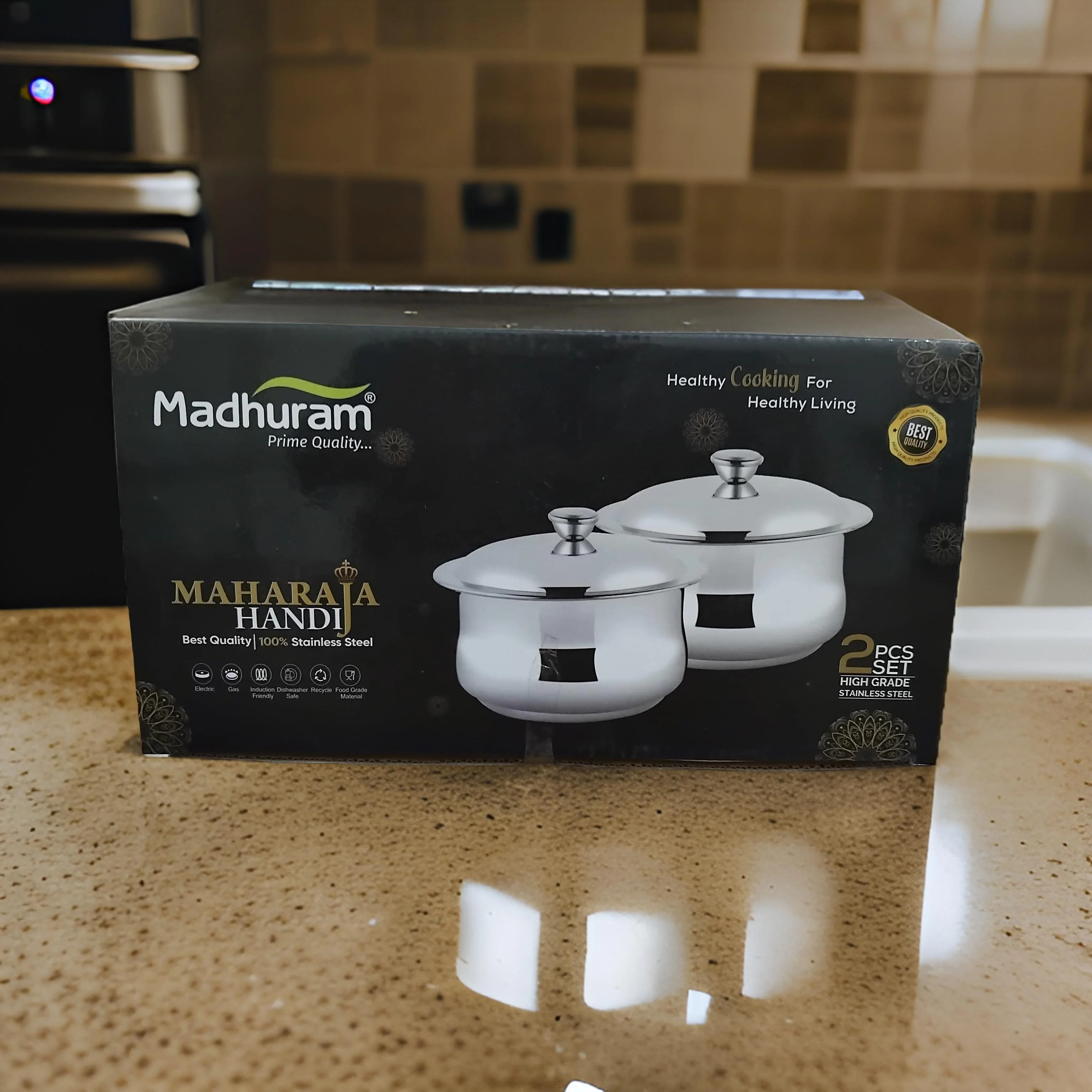 AM3115 Madhuram Prime Quality Maharaja Handi Stainless Steel 2 Piece Set - Image 6