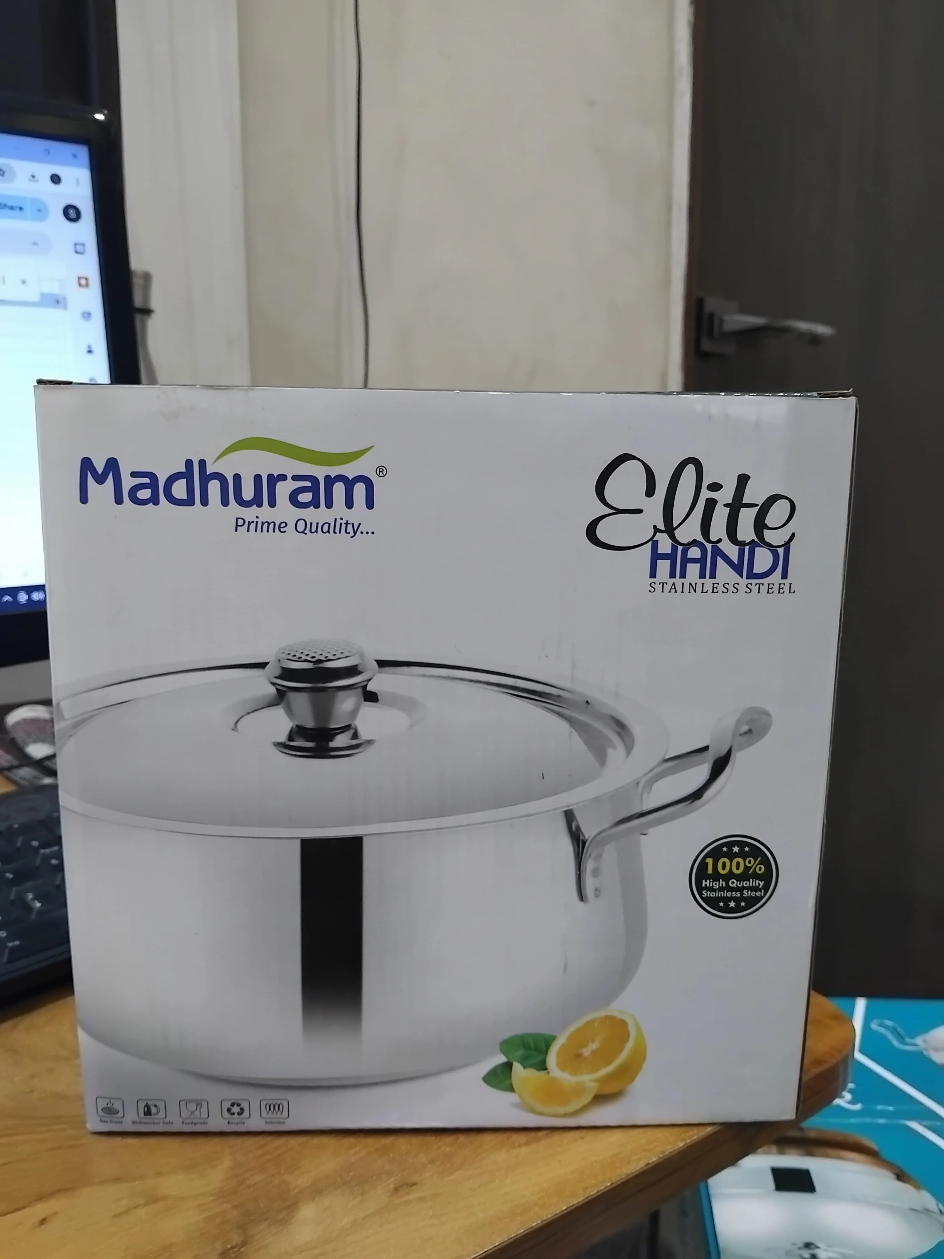AM2950 Madhuram Prime Quality 2000ml Big Elite Handi 20Cm Stainless Steel 1 Pcs - Image 4
