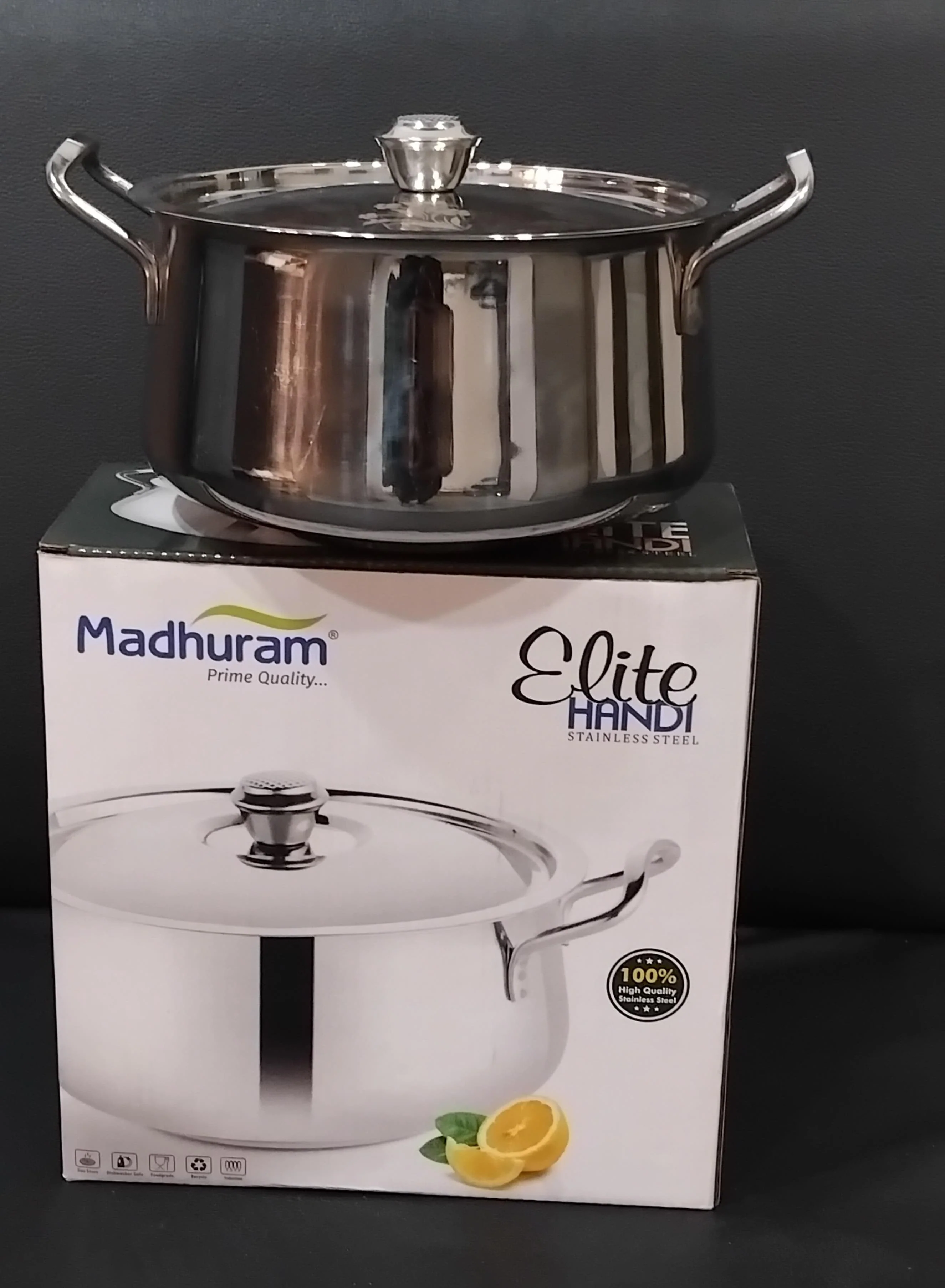 AM2950 Madhuram Prime Quality 2000ml Big Elite Handi 20Cm Stainless Steel 1 Pcs - Image 7