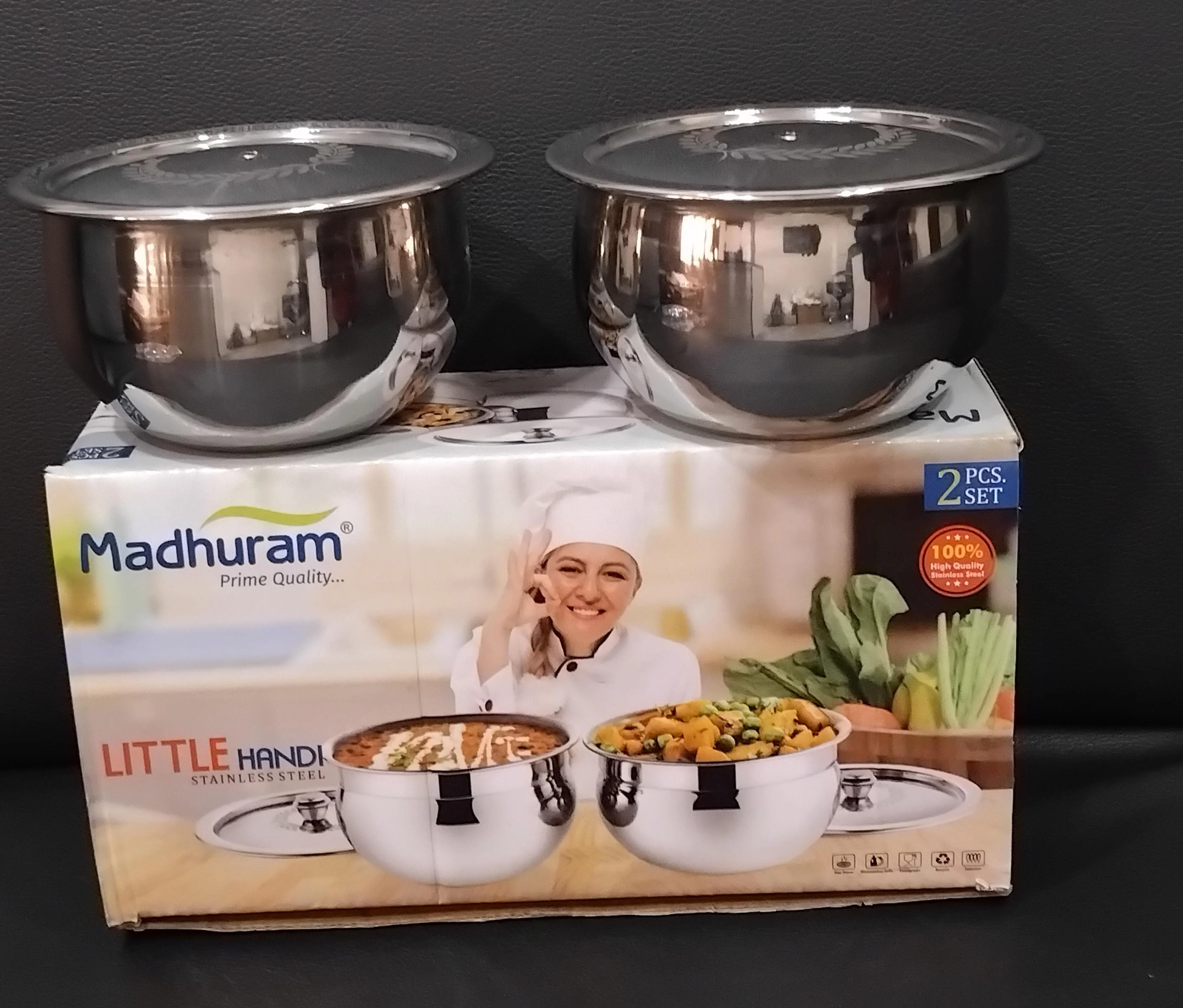 AM2951 Madhuram Prime Quality Little Handi Stainless Steel 2 Pcs Set - Image 3