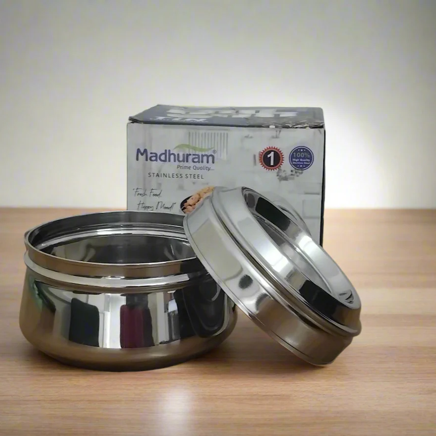 AM2996 Madhuram Prime Quality Jackpot Clear (1) Glass Lid Stainless Steel Tin Small Container 1 Piece - Image 3