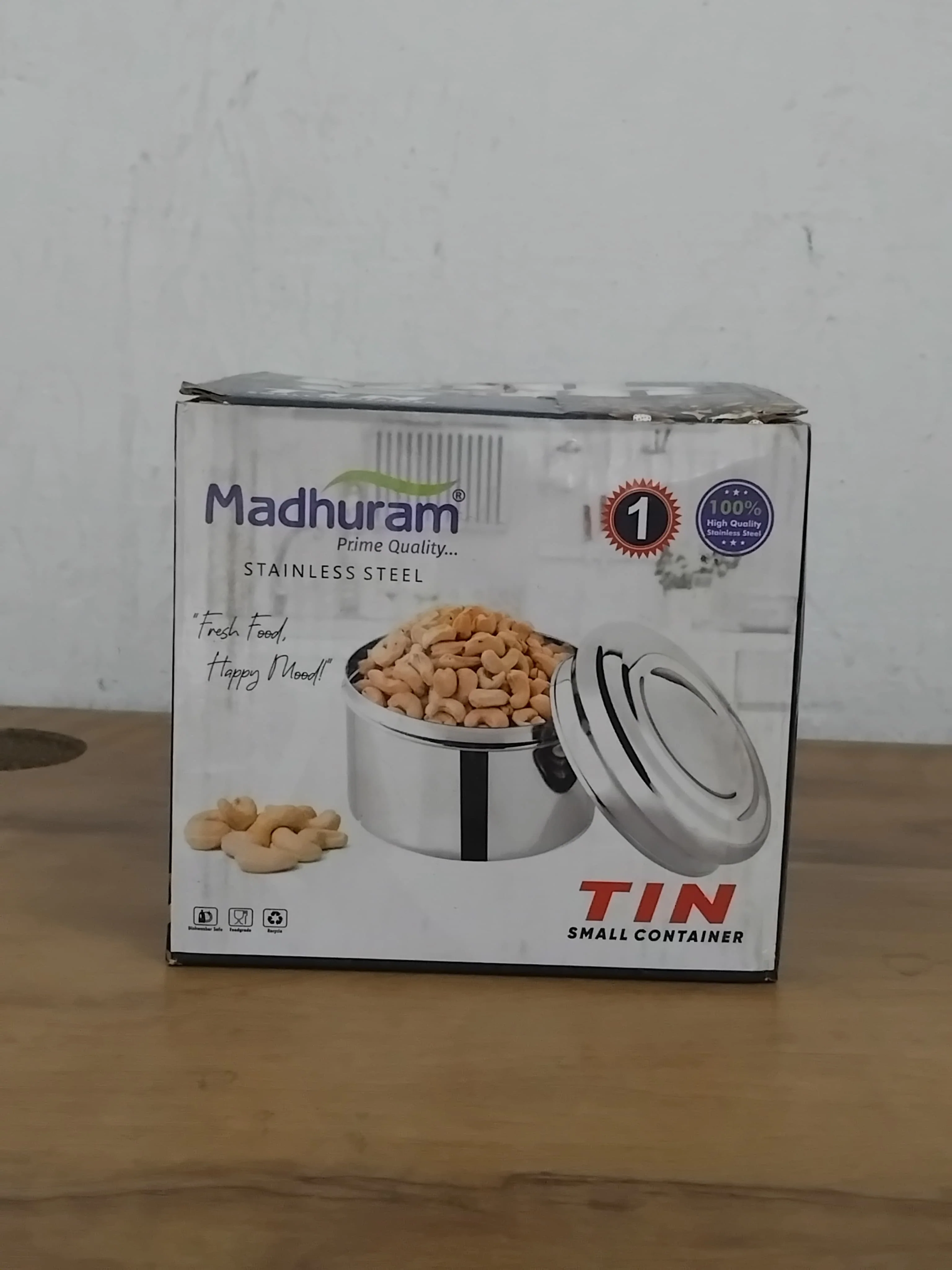 AM2996 Madhuram Prime Quality Jackpot Clear (1) Glass Lid Stainless Steel Tin Small Container 1 Piece - Image 7