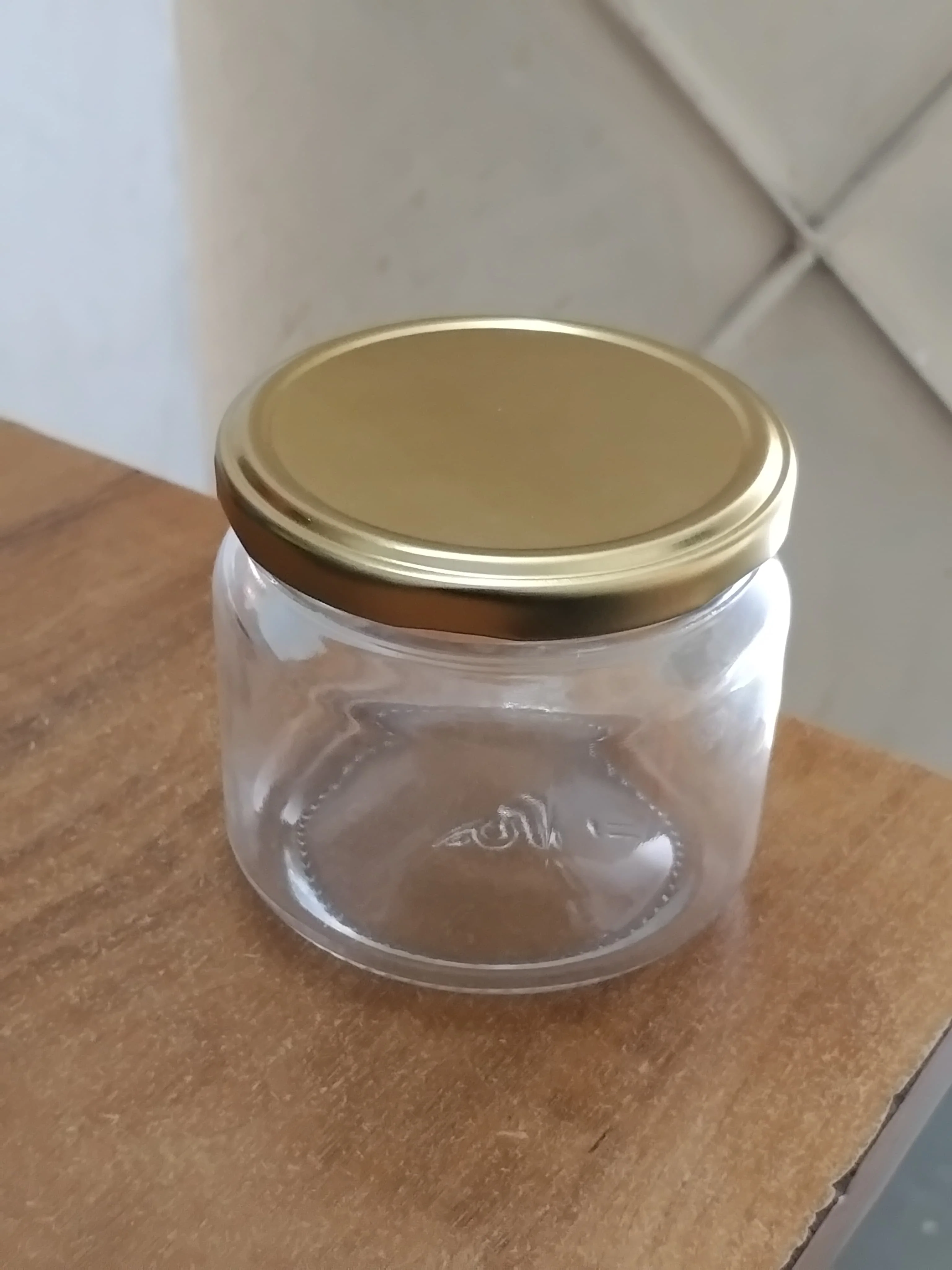 AM3000 Piramal Jar Round Glass Jar with Airtight Metal Lid, 300 ml, Gold Lid 1 Pcs
