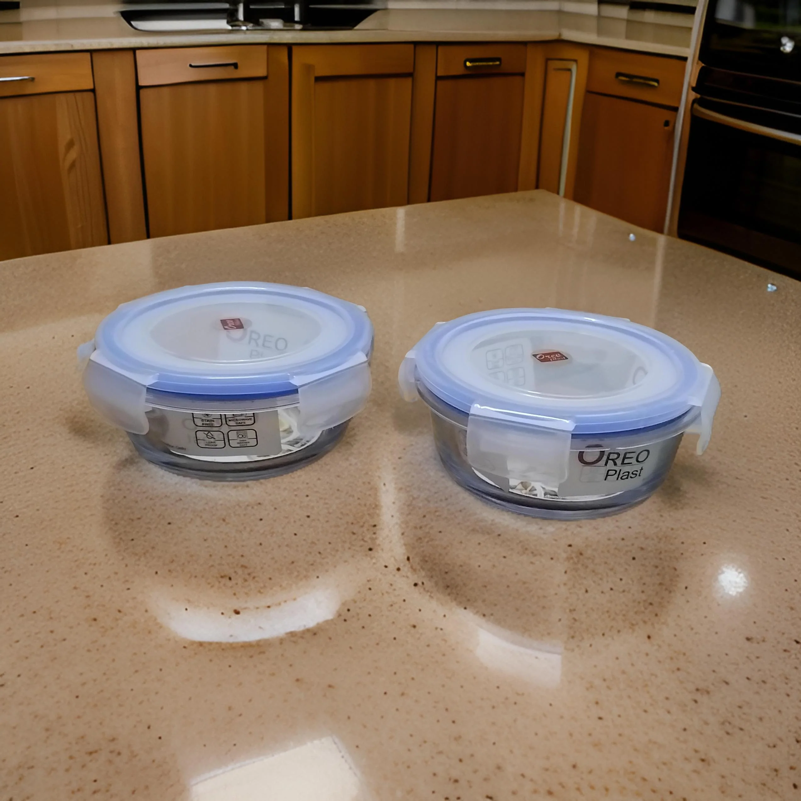 AM3006 Romio Glass Lunch Box 400ml Airtight Food Storage 2 pieces - Image 3