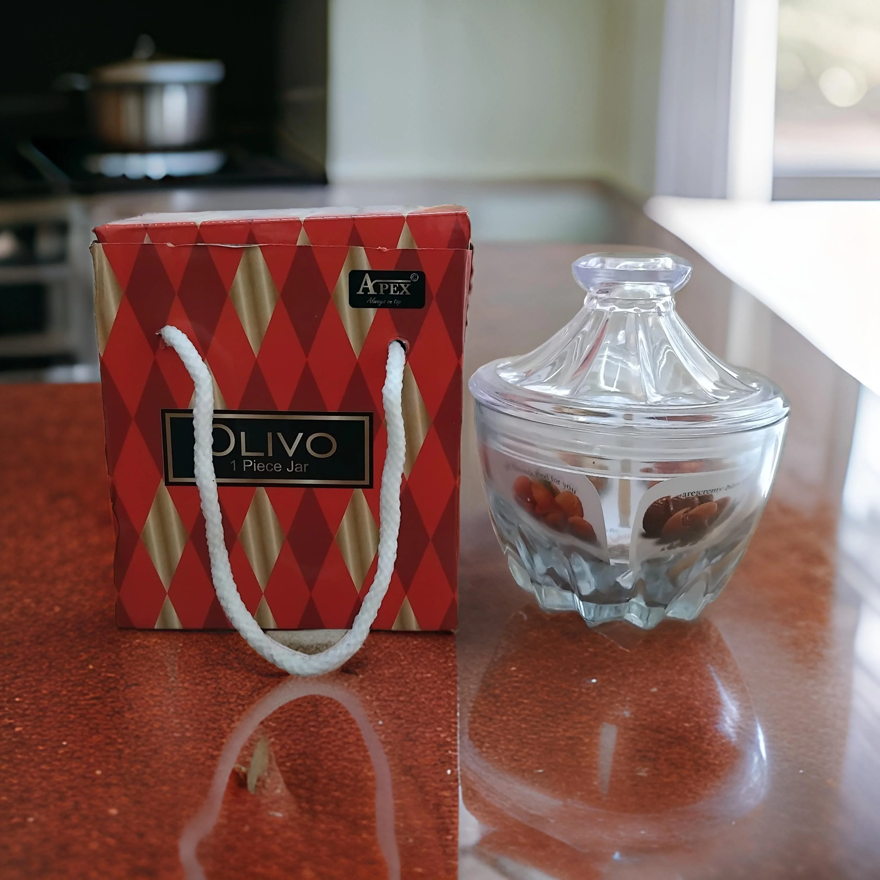AM3027 Olivo Glass Jar With Plastic Lid Storage Container 1 Piece