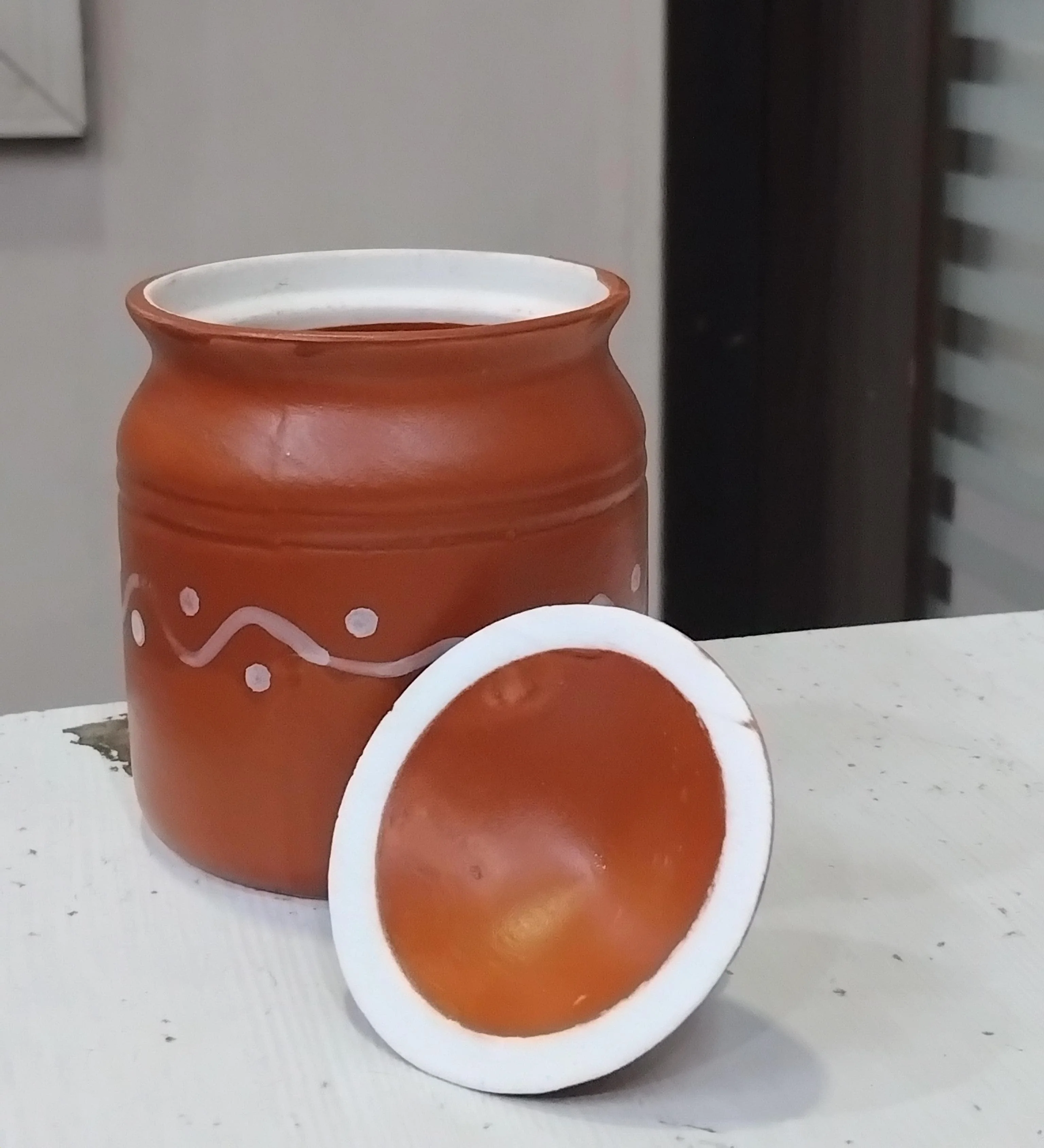 AM3043 Kulad With Lid Small Ceramic bharni Pack Of 1 Pcs