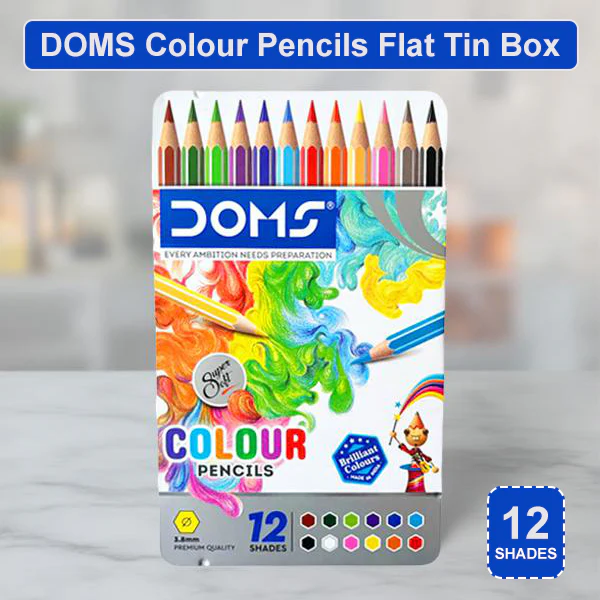 AM5038 Doms 12 Shades Super Soft Color Pencils Flat Tin Box , 7204 - Image 2