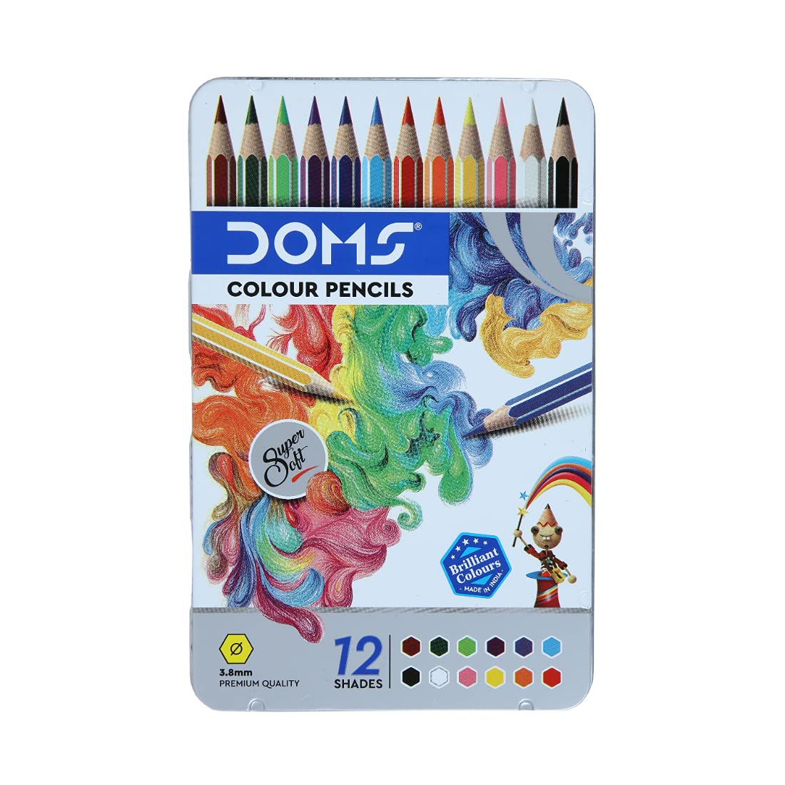 AM5038 Doms 12 Shades Super Soft Color Pencils Flat Tin Box , 7204 - Image 3